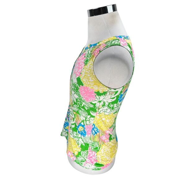 Lilly Pulitzer Essie Top Women’s XS Multi Hibiscus Stroll 100% Cotton Sleeveless - Picture 4 of 9